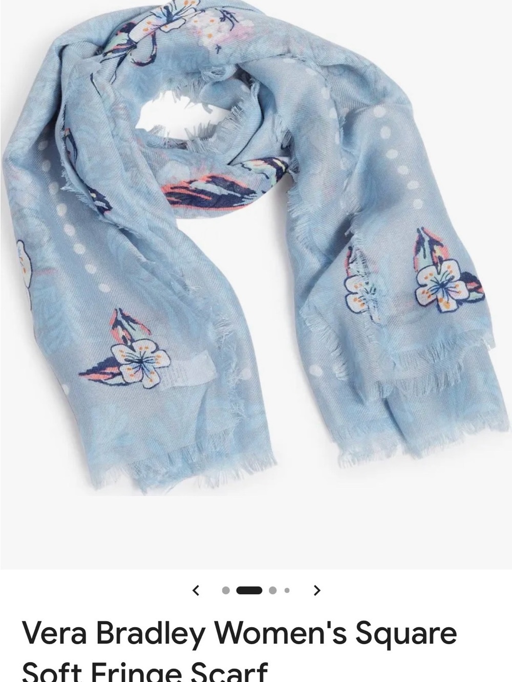 VERA BRADLEY SCARF Cherry Blossoms Blue DISCONTINUED PATTERNS RARE SOFT FRINGED